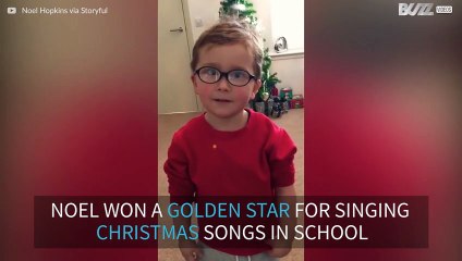 Noel Hopkins sings Christmas songs and gets a golden star