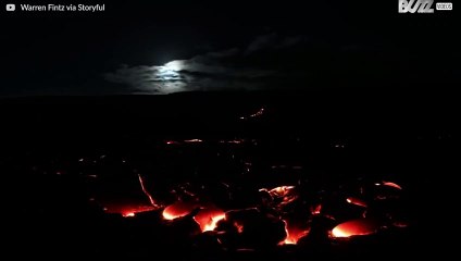 Supermoon over Kilauea volcano in Hawaii