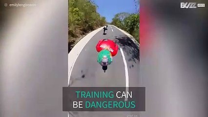 Epic downhill crash captured from unique angle