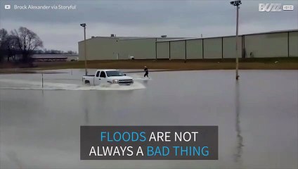 Floods? Get a pickup truck and go wakeboarding!