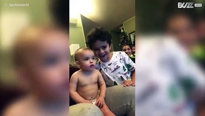 Baby hates being interrupted while watching TV