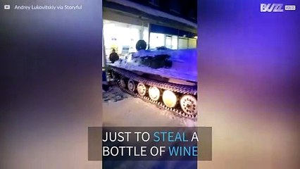Man uses tank to steal bottle of wine