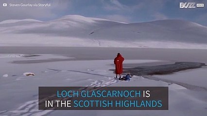 This guy went swimming in a frozen lake in the Scottish Highlands