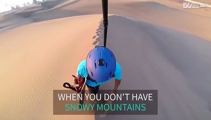 Sandboarding fun in Chile's dunes