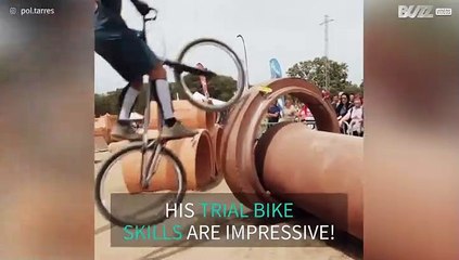 This trial bike rider is unstoppable!