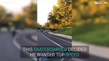 Skateboarder falls going 50 km/h