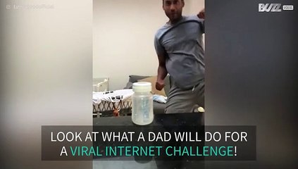 Dad creates the "Milk Bottle Cap Challenge"
