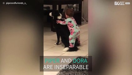 Baby and her pet dog are inseparable