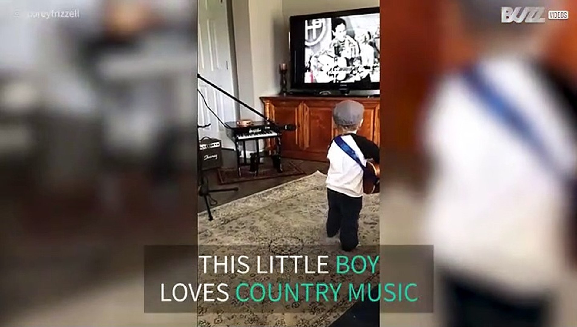 ⁣Adorable little boy loves country music