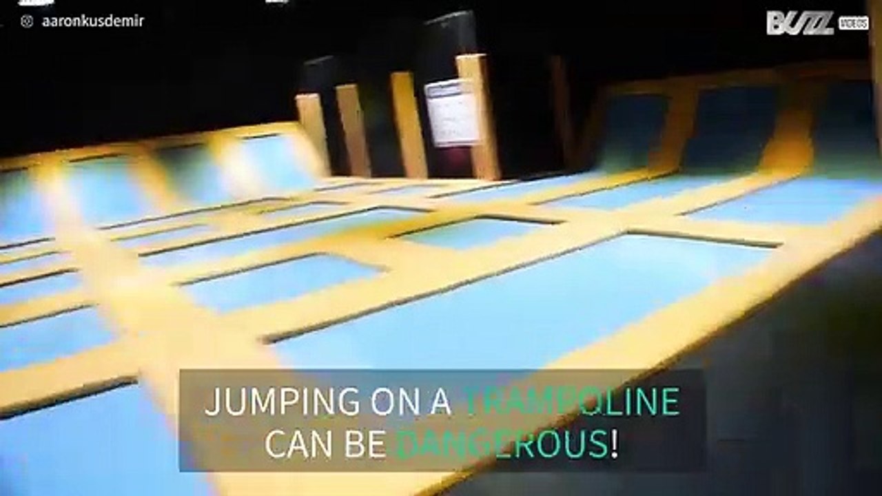 Boy makes dangerous fall on trampoline