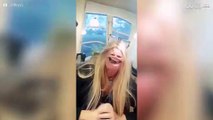 Woman can't stop laughing with Snapchat filter