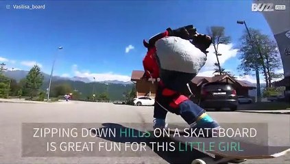 Six-year-old girl is downhill skateboarding sensation!