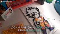 Artist creates Dragon Ball figure using hama beads