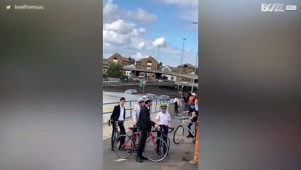 Burst pipe floods London highway