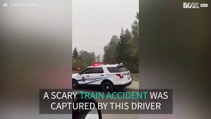 Driver captures train accident in Canada