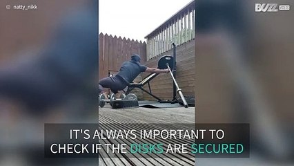 Man has accident racking barbell