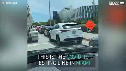 Vehicles form giant queue for COVID-19 tests in Miami