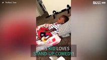 Kid loves watching stand-up comedy on TV