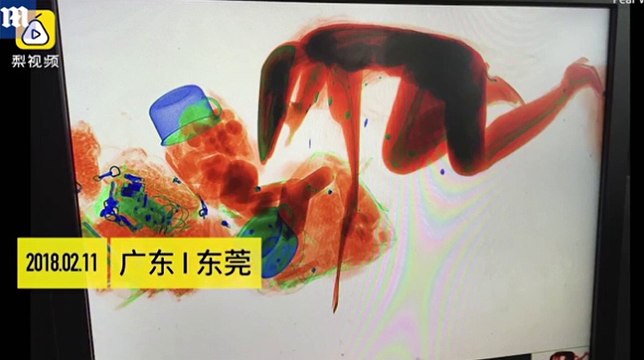 غريب جدا شاهد إمرأة تدخل مع حقيبتها في جهاز فحص الأمتعة!