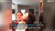 Cette jeune fille manque de mettre le feu à la cuisine