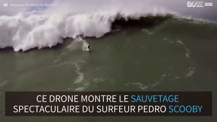 Un drone filme le sauvetage spectaculaire de Pedro Scooby à Nazaré