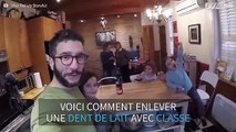 Comment enlever une dent de lait avec une bouteille de champagne