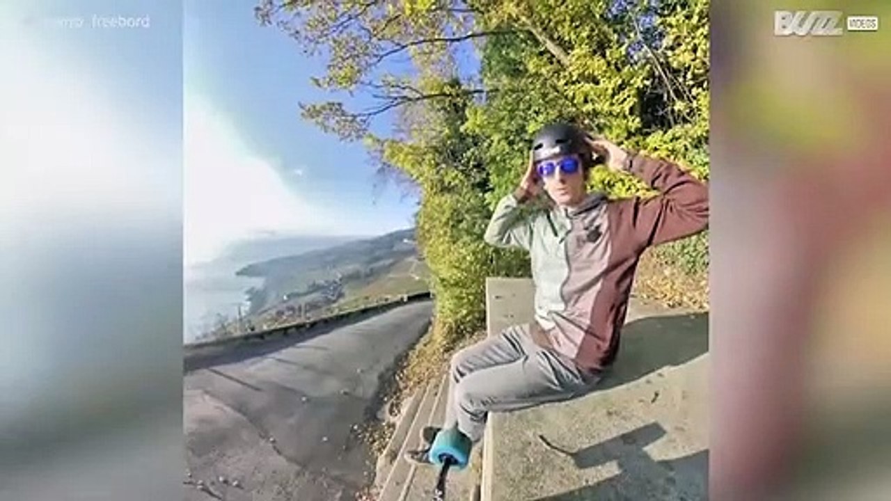 Descente de pente en skate avec une vue à 360°