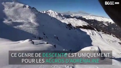 Une descente risquée en snowboard
