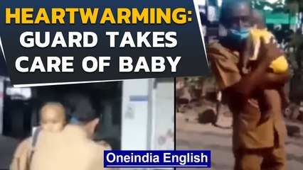 Cop pacifies infant outside hospital after family suffers terrible accident | Oneindia News