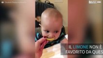 Bebè prova limone per la prima volta...
