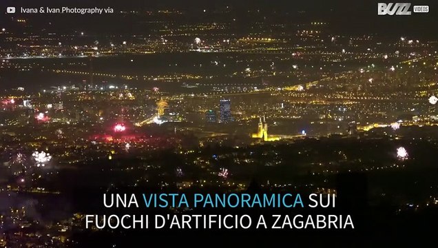 I fuochi d'artificio di Zagabria visti dall'alto
