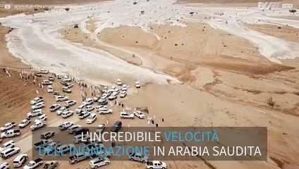 Inondazione dell'Arabia Saudita vista dall'alto