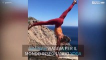 Pratica yoga su una magnifica scogliera in Grecia