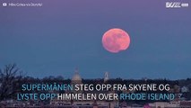 Årets første supermåne steg opp over Rhode Island