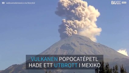 Eruption från vulkanen Popocatépetl i Mexiko
