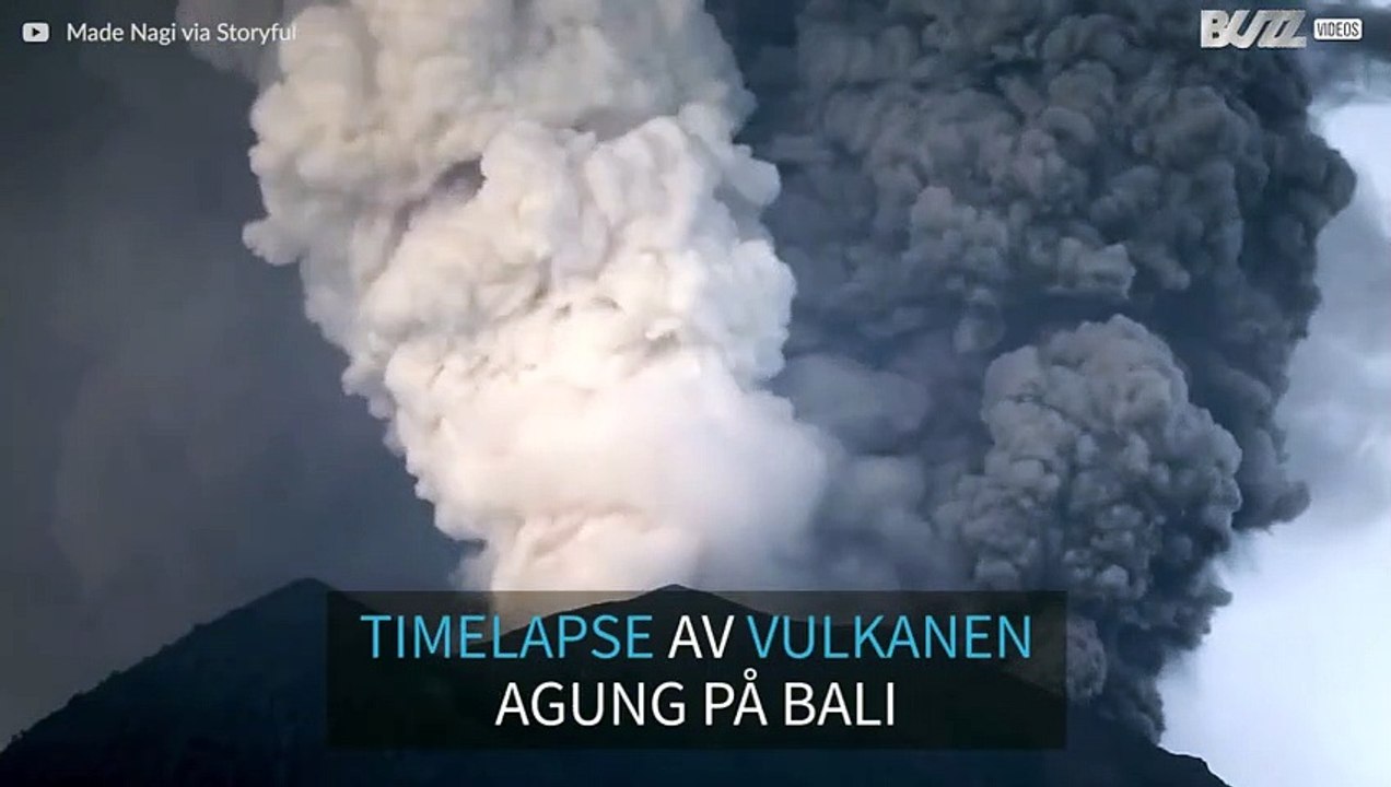 Utrolig time-lapse video viser askeskyer som kastes ut av vulkanen Agung.