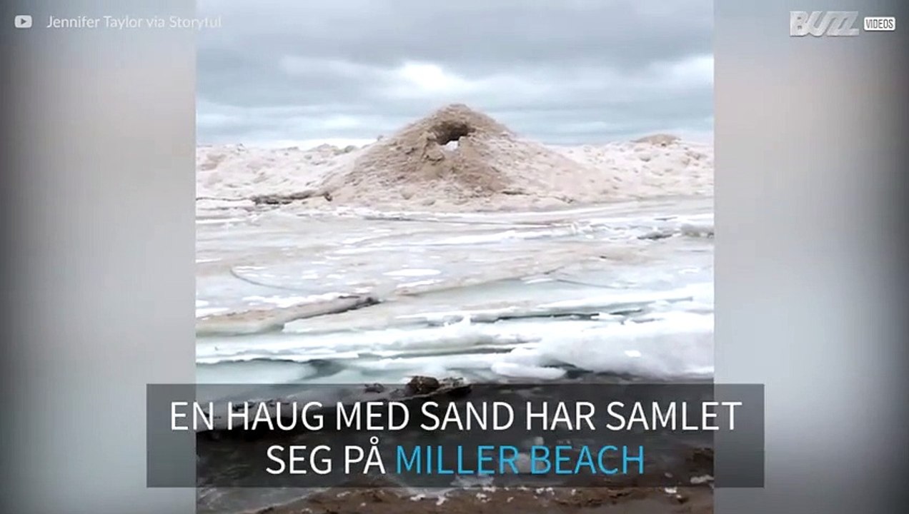Rar sandformasjon i Lake Michigan ser ut som en vulkan