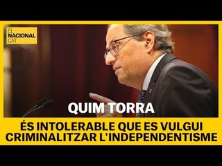 Torra afirma que és "intolerable" que es vulgui criminalitzar l'independentisme