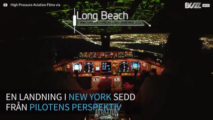 Otrolig flygplanslanding i New York sett från cockpiten