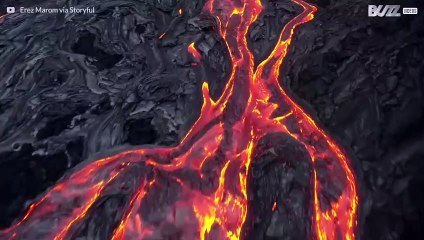 Drönare fångar otroliga bilder av lava som flyter från vulkanen Kilauea