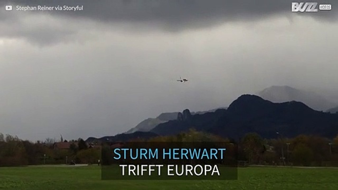 Gescheiterte Flugzeuglandung in Salzburg während Sturm 'Herwart'