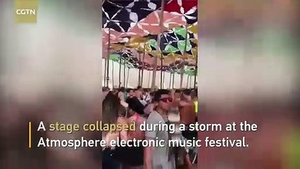 Shocking moment Stage collapses killing DJ at music festival in Brazil