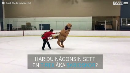 Akrobatisk T-Rex åker skridskor i Kalifornien