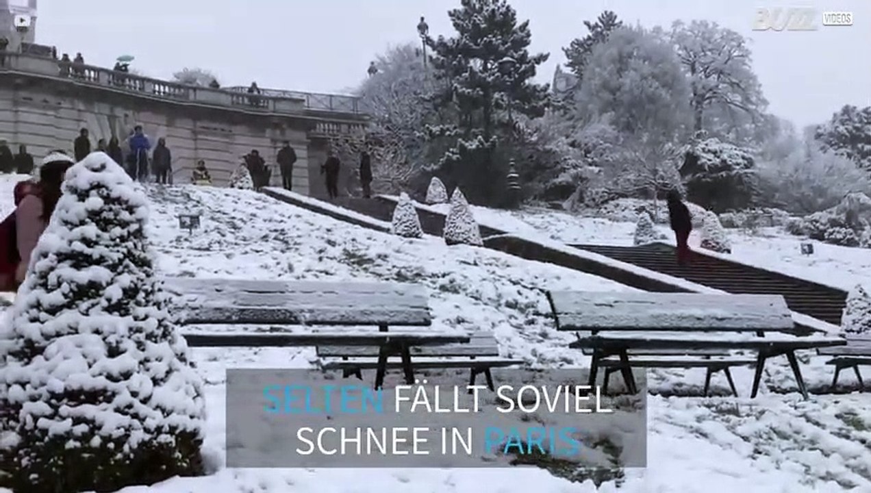 Die Pariser werden Zeuge heftigen Schneefalls