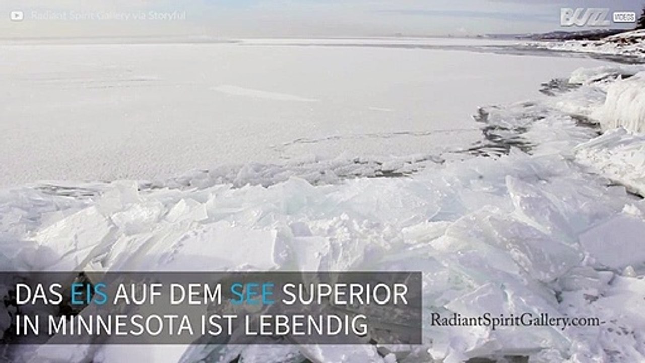 Krass! Das Eis auf dem See Lake Superior ist lebendig