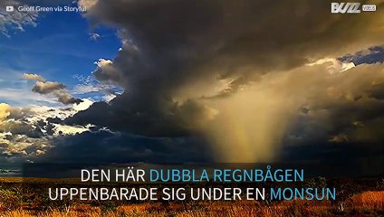 Otrolig dubbel regnbåge under en storm i Australien