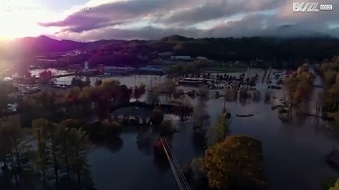 Drohne filmt Zerstörungen in North Carolina