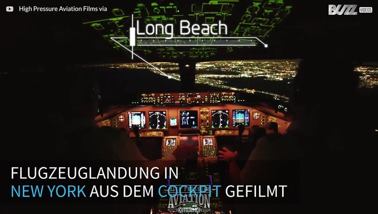 Beeindruckende Flugzeuglandung in New York City aus dem Cockpit
