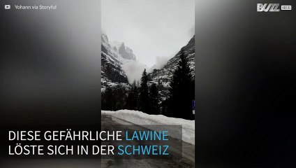 Eine gewaltige Lawine in der Schweiz
