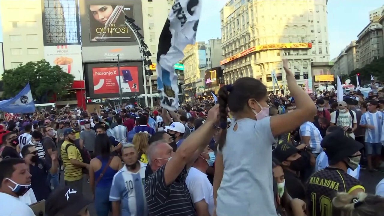 Hundreds march to claim for justice over death of Maradona in Argentina